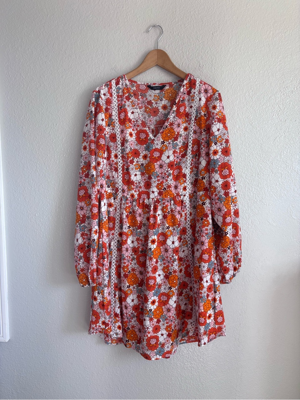 Boho Floral V-Neck Prairie Mini Dress Indie Cottagecore XL - Picture 13 of 13